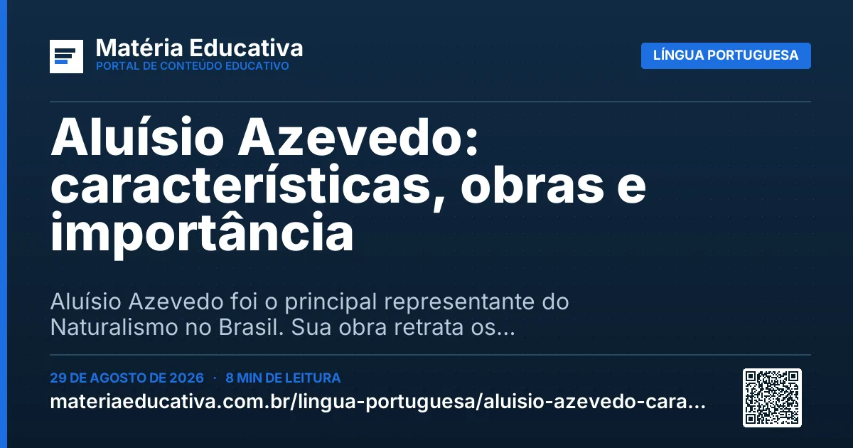 Resumo visual: Aluísio Azevedo: características, obras e importância