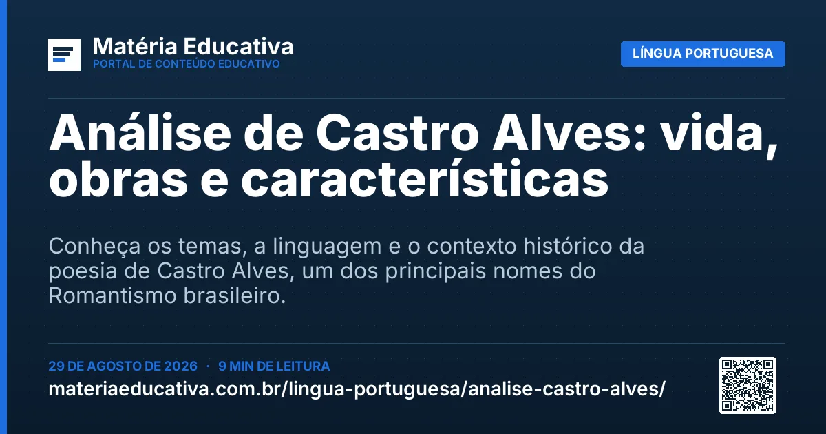 Resumo visual: Análise de Castro Alves: vida, obras e características