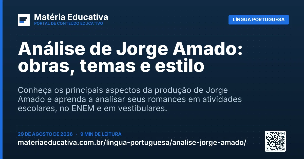 Resumo visual: Análise de Jorge Amado: obras, temas e estilo