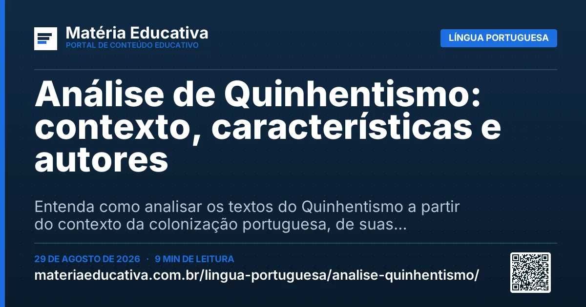 Resumo visual: Análise de Quinhentismo: contexto, características e autores