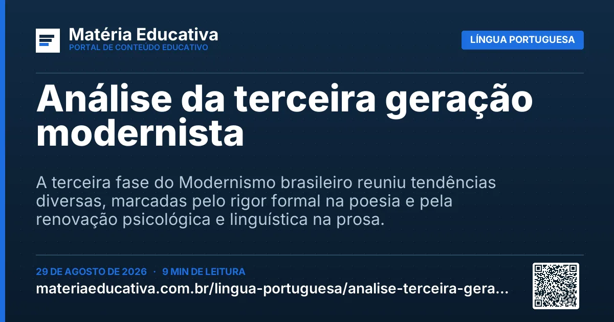 Resumo visual: Análise da terceira geração modernista