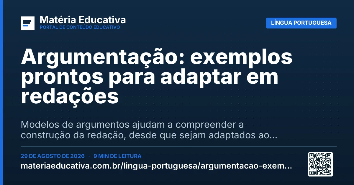 Resumo visual: Argumentação: exemplos prontos para adaptar em redações