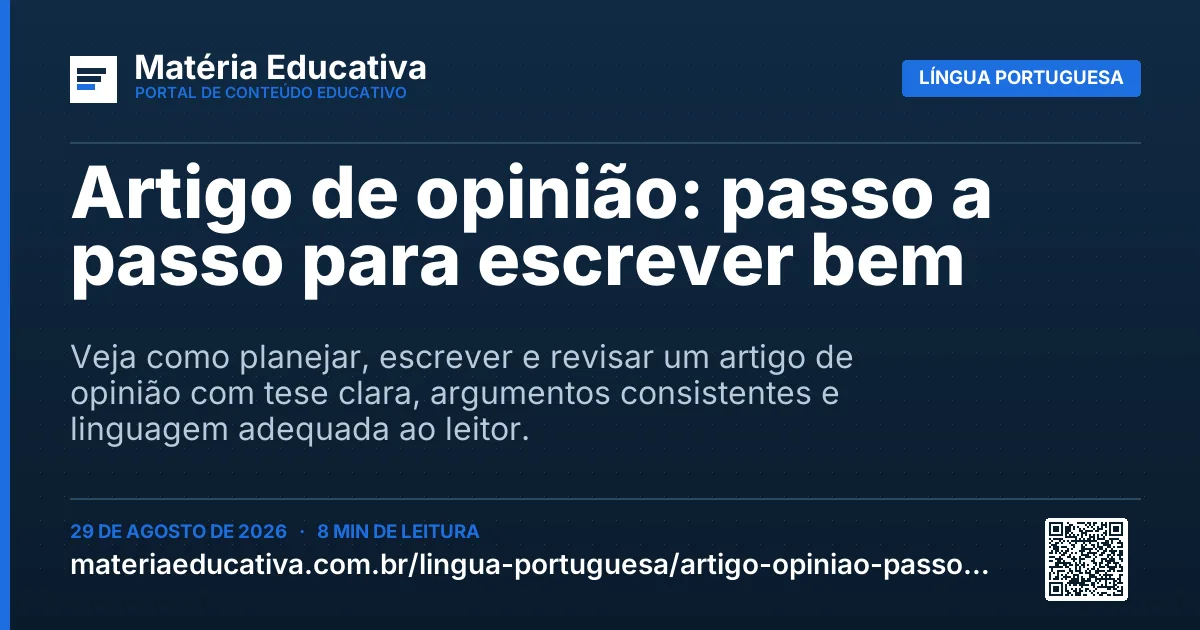 Resumo visual: Artigo de opinião: passo a passo para escrever bem