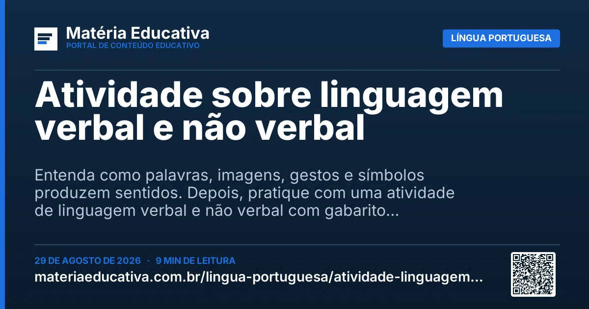 Resumo visual: Atividade sobre linguagem verbal e não verbal