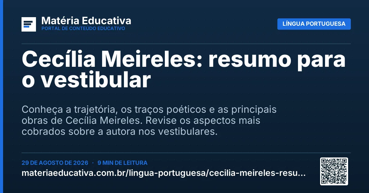 Resumo visual: Cecília Meireles: resumo para o vestibular