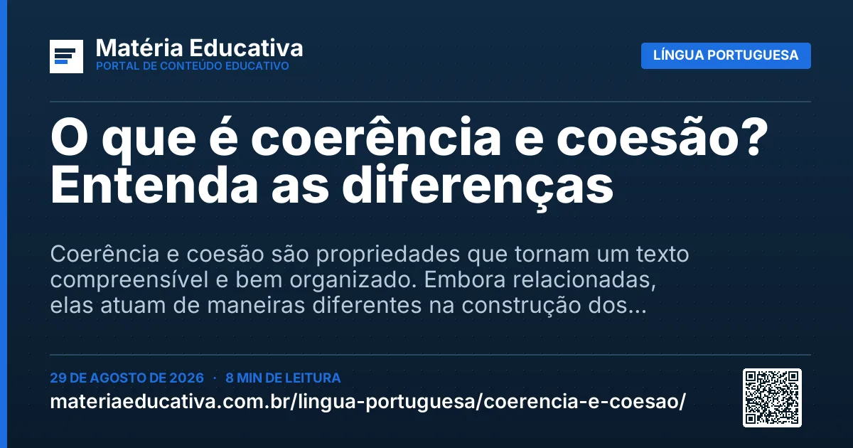 Resumo visual: O que é coerência e coesão? Entenda as diferenças