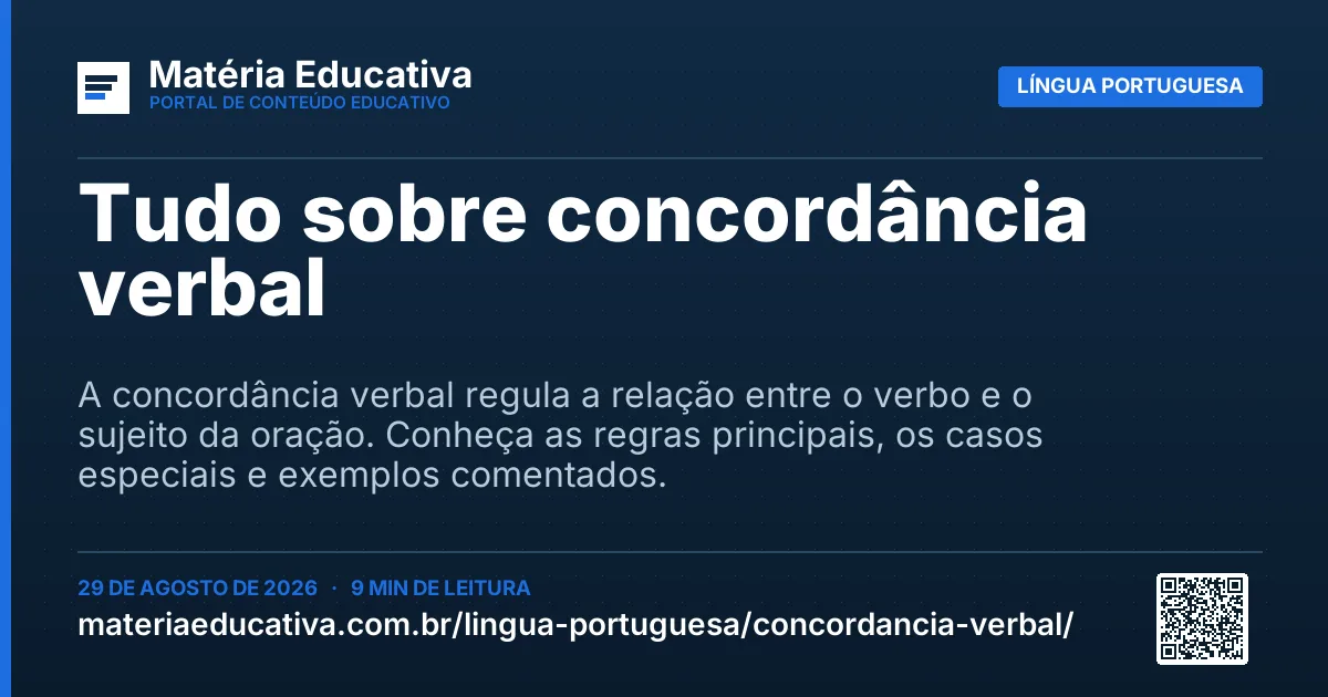 Resumo visual: Tudo sobre concordância verbal
