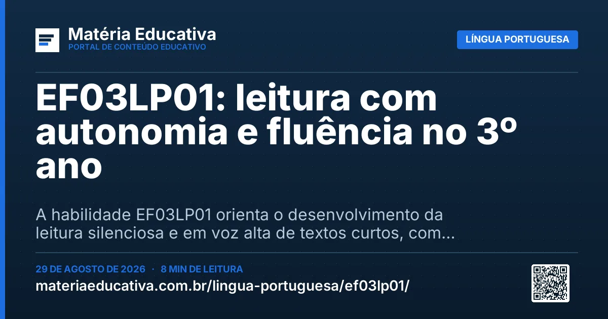 Resumo visual: EF03LP01: leitura com autonomia e fluência no 3º ano