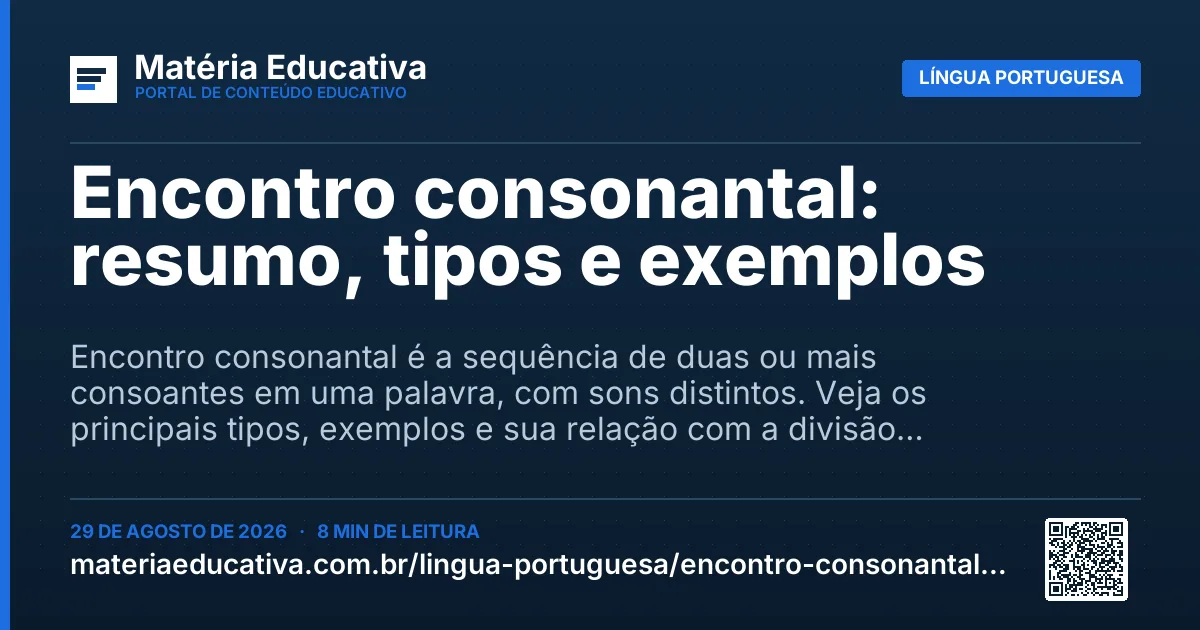 Resumo visual: Encontro consonantal: resumo, tipos e exemplos