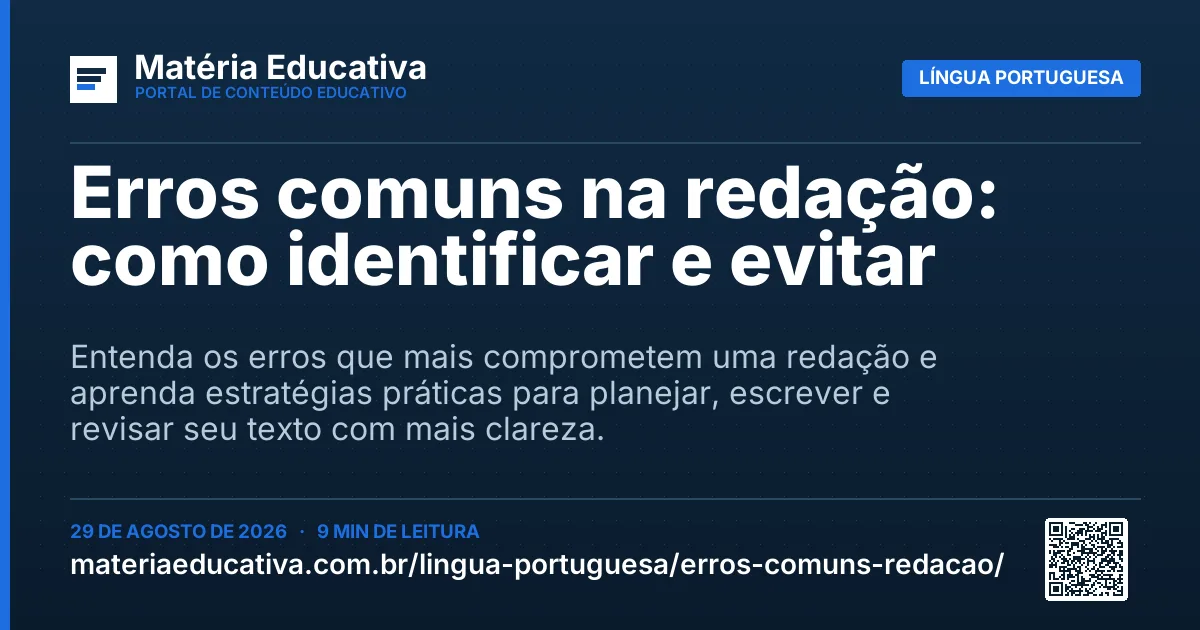Resumo visual: Erros comuns na redação: como identificar e evitar