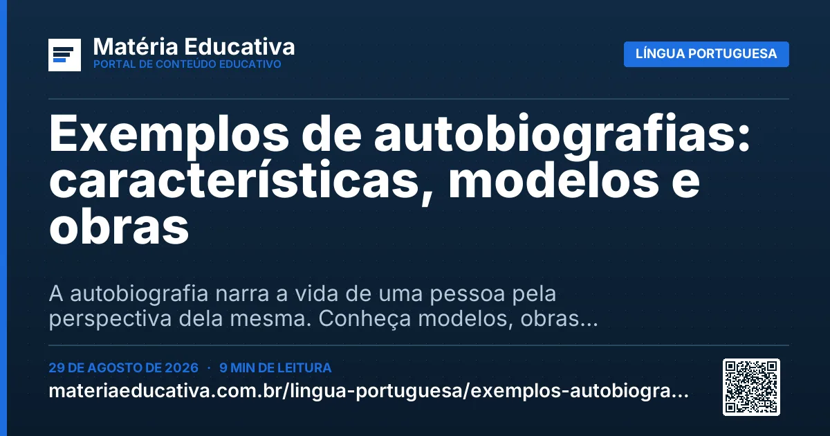 Resumo visual: Exemplos de autobiografias: características, modelos e obras