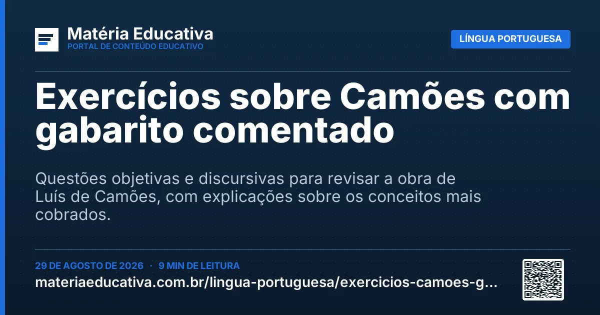 Resumo visual: Exercícios sobre Camões com gabarito comentado