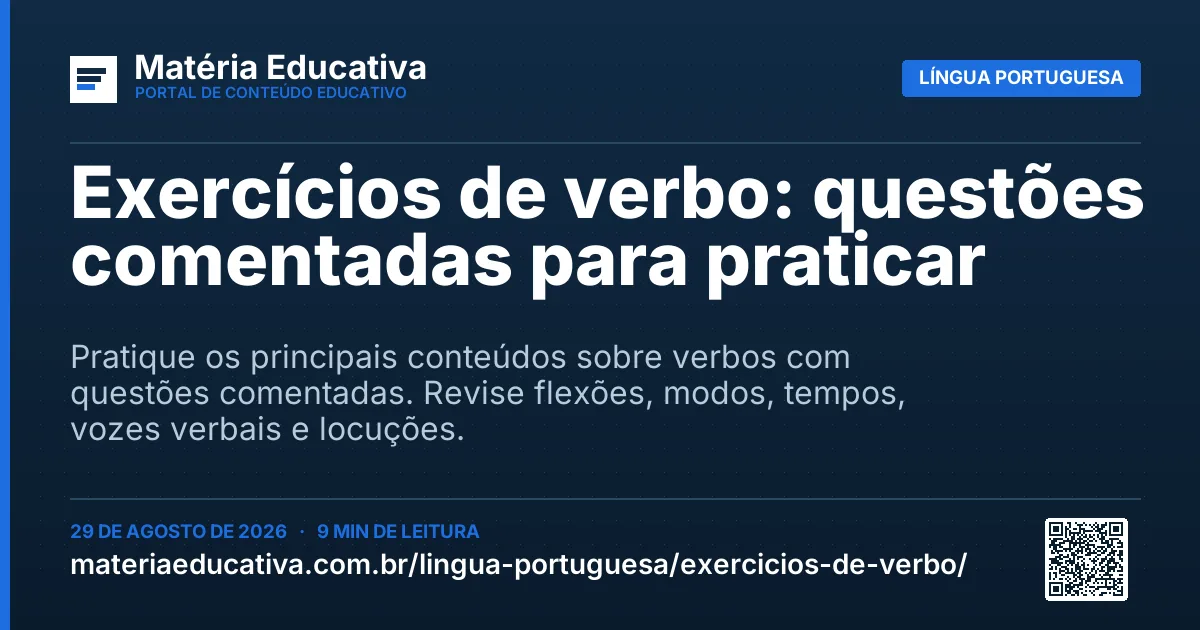 Resumo visual: Exercícios de verbo: questões comentadas para praticar