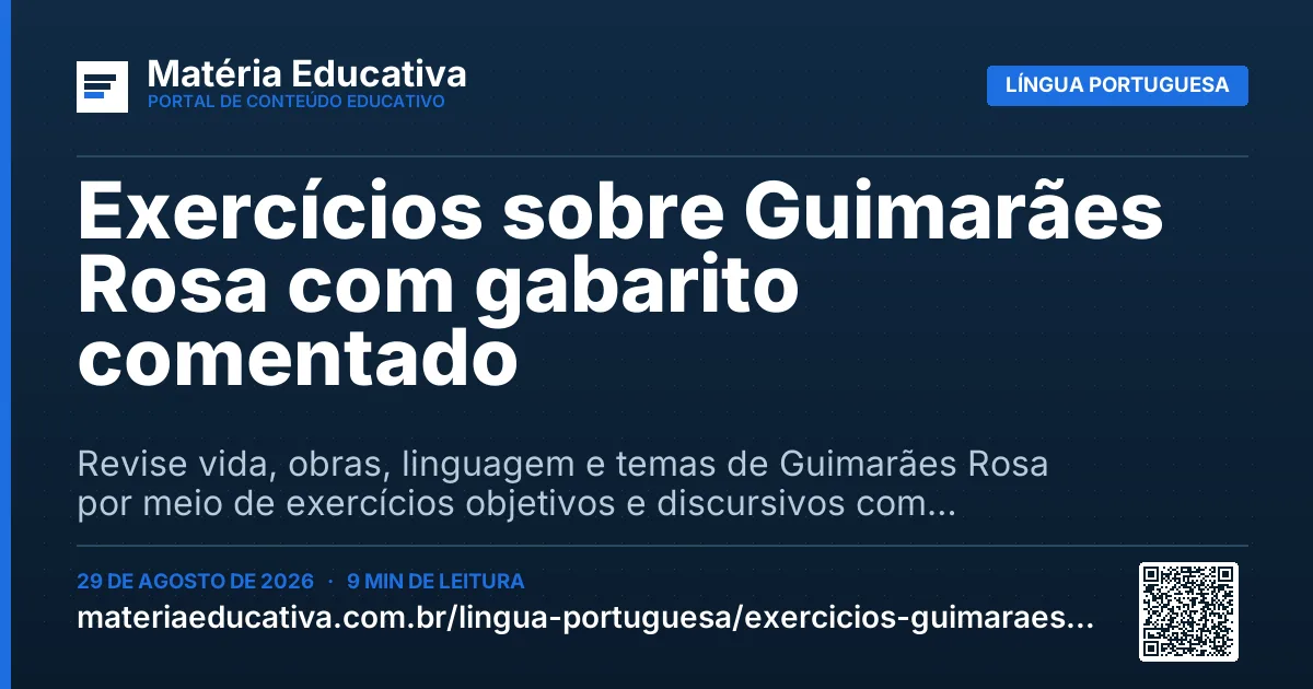 Resumo visual: Exercícios sobre Guimarães Rosa com gabarito comentado