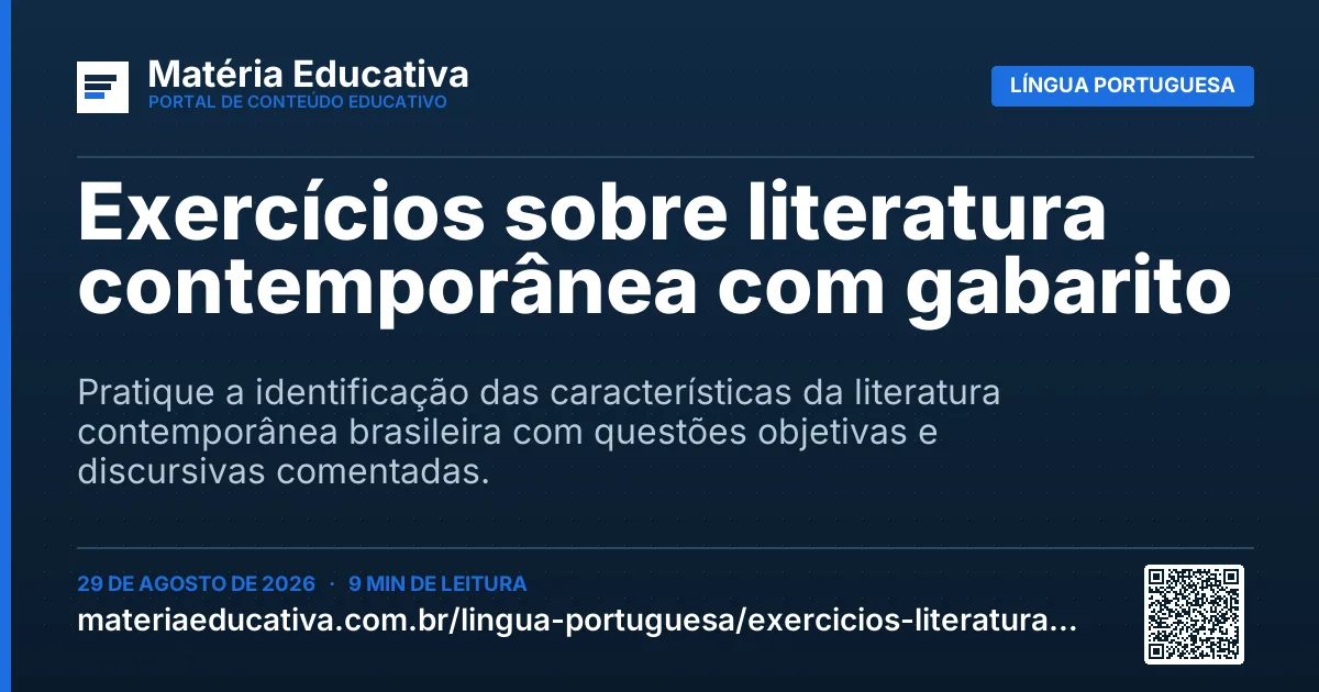 Resumo visual: Exercícios sobre literatura contemporânea com gabarito