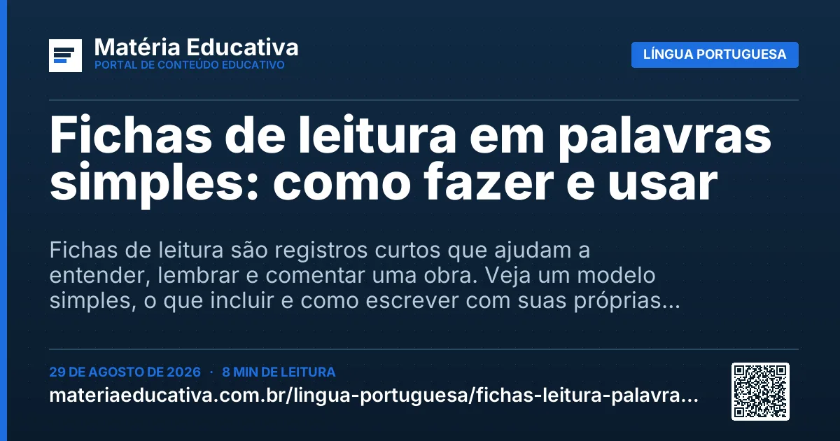 Resumo visual: Fichas de leitura em palavras simples: como fazer e usar