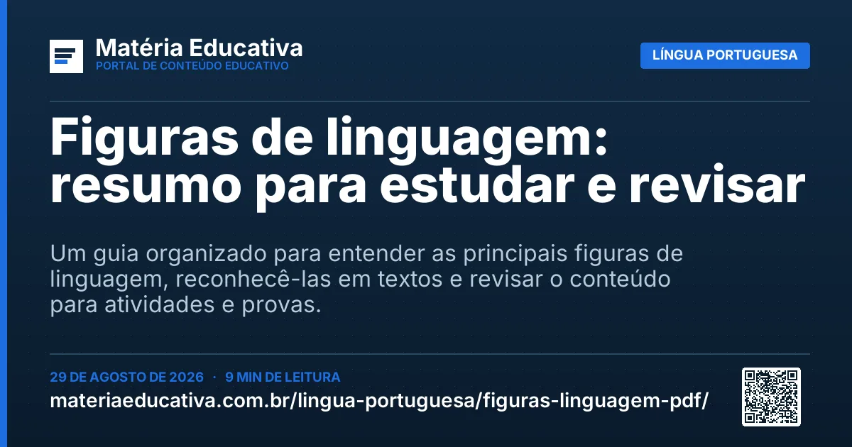 Resumo visual: Figuras de linguagem: resumo para estudar e revisar
