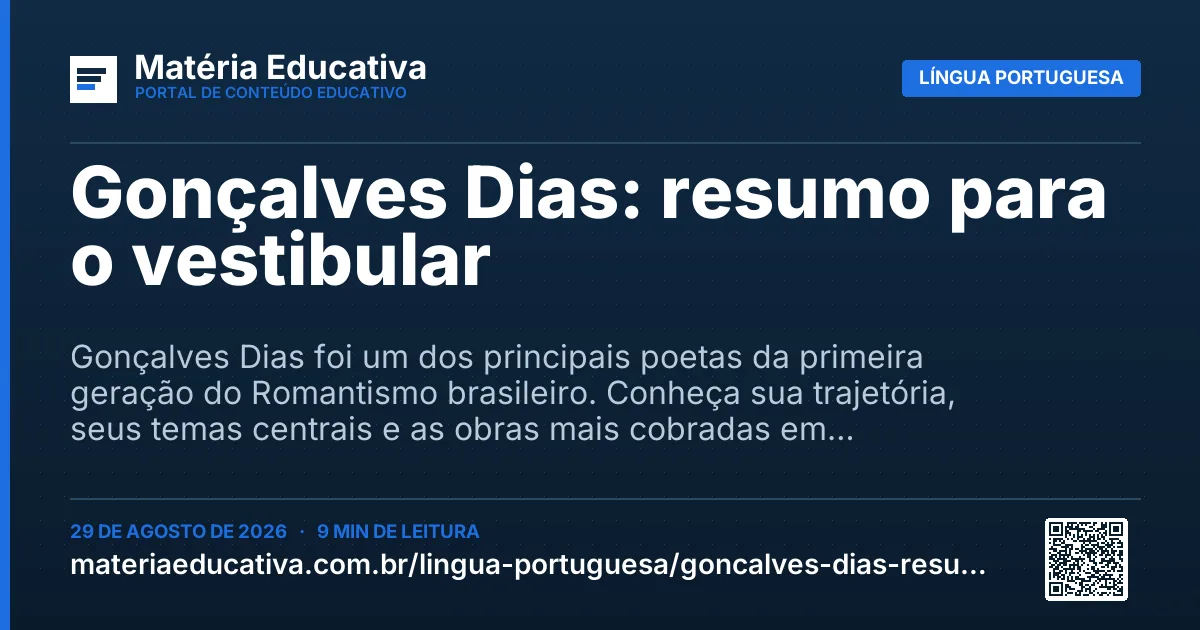 Resumo visual: Gonçalves Dias: resumo para o vestibular