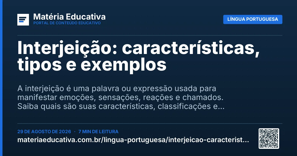 Resumo visual: Interjeição: características, tipos e exemplos
