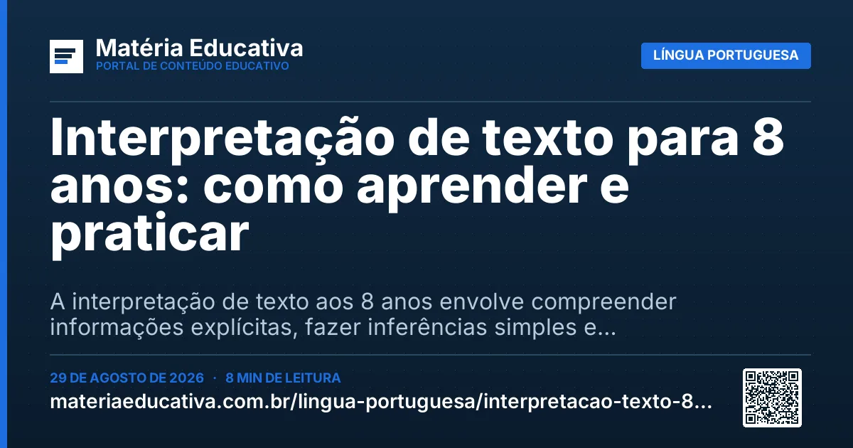 Resumo visual: Interpretação de texto para 8 anos: como aprender e praticar