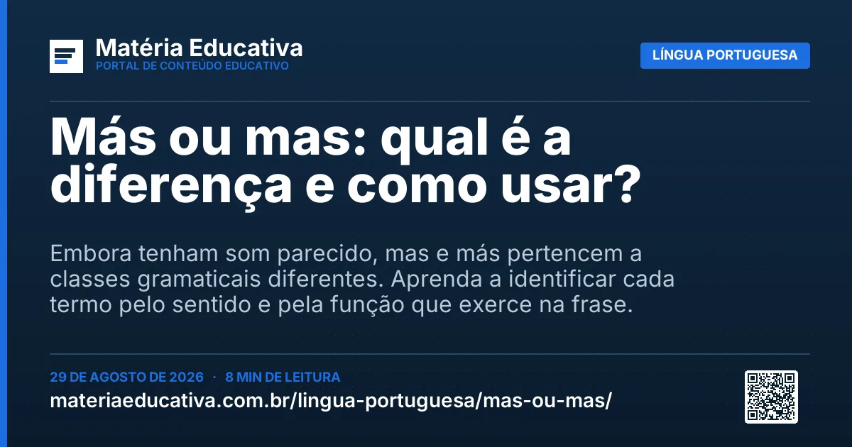 Resumo visual: Más ou mas: qual é a diferença e como usar?