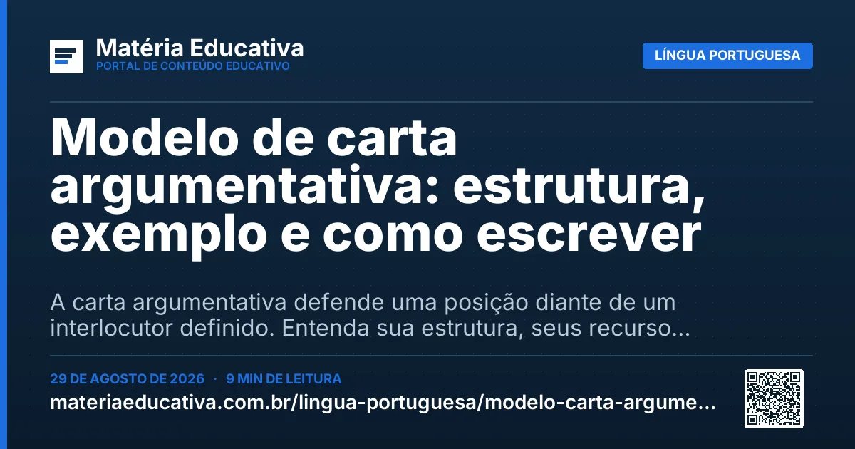 Resumo visual: Modelo de carta argumentativa: estrutura, exemplo e como escrever