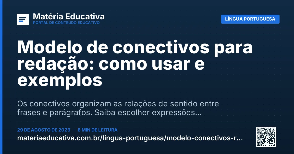 Resumo visual: Modelo de conectivos para redação: como usar e exemplos