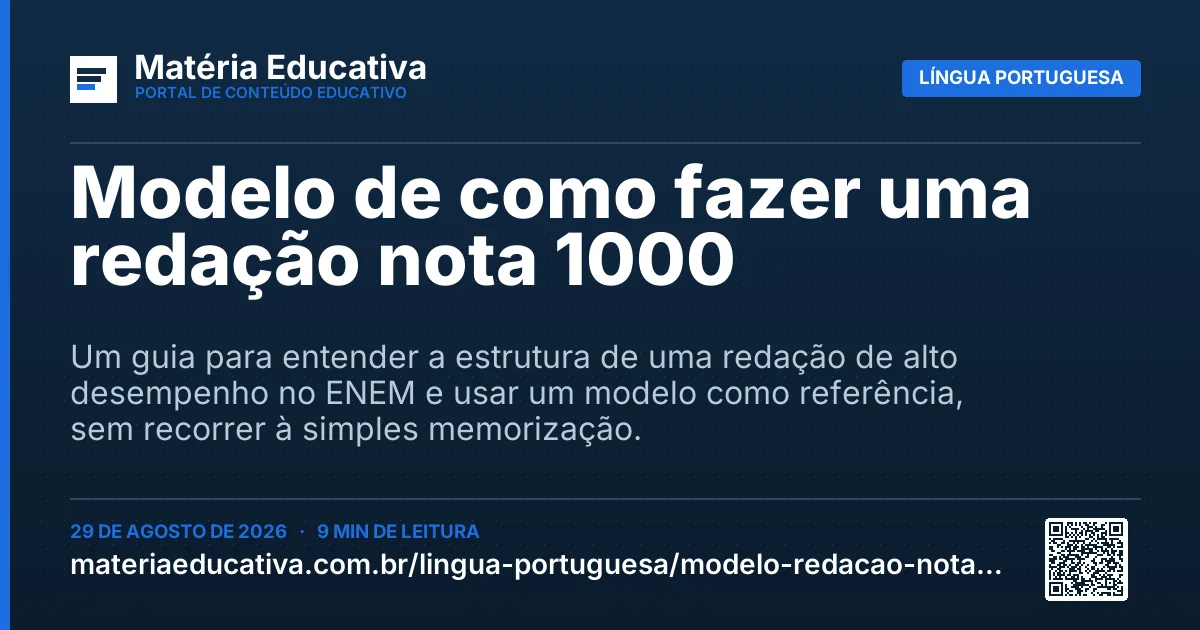 Resumo visual: Modelo de como fazer uma redação nota 1000
