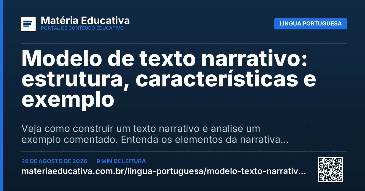 Resumo visual: Modelo de texto narrativo: estrutura, características e exemplo