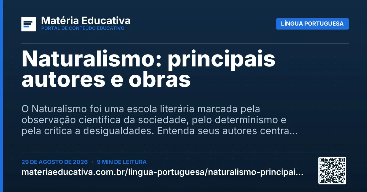 Resumo visual: Naturalismo: principais autores e obras