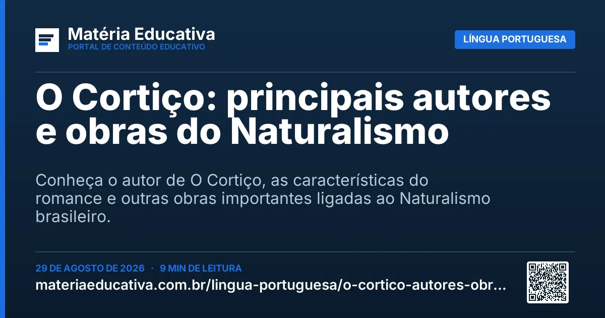 Resumo visual: O Cortiço: principais autores e obras do Naturalismo