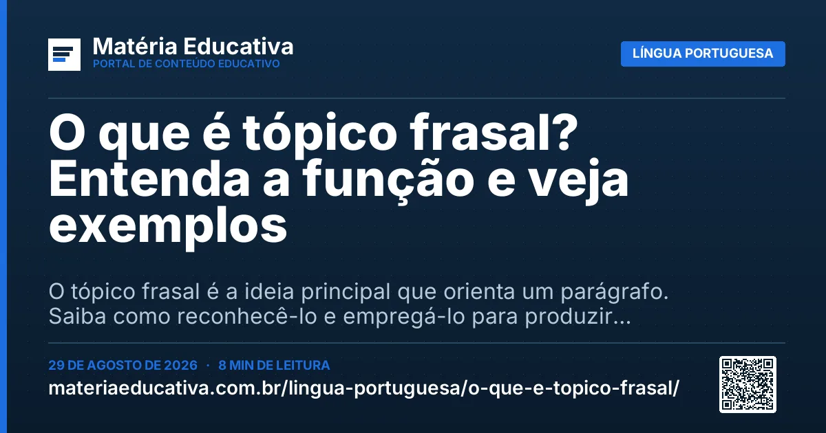 Resumo visual: O que é tópico frasal? Entenda a função e veja exemplos