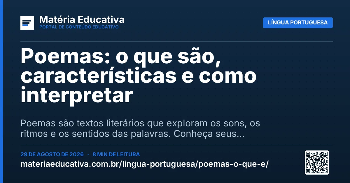 Resumo visual: Poemas: o que são, características e como interpretar