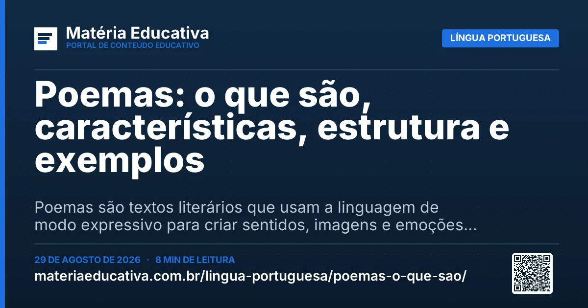 Resumo visual: Poemas: o que são, características, estrutura e exemplos