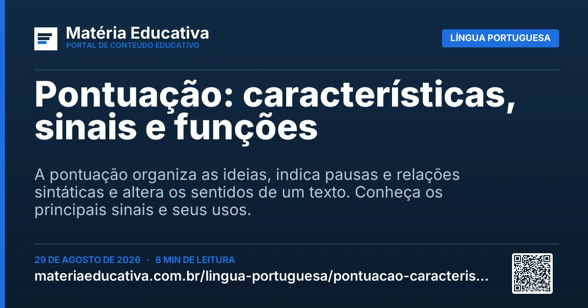 Resumo visual: Pontuação: características, sinais e funções