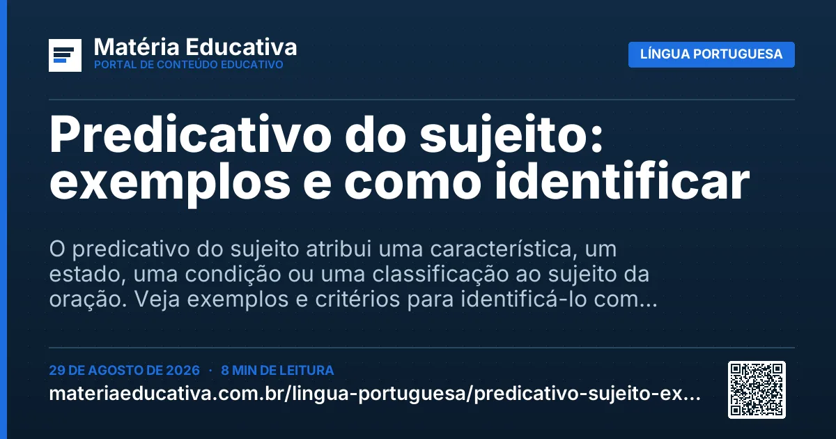 Resumo visual: Predicativo do sujeito: exemplos e como identificar