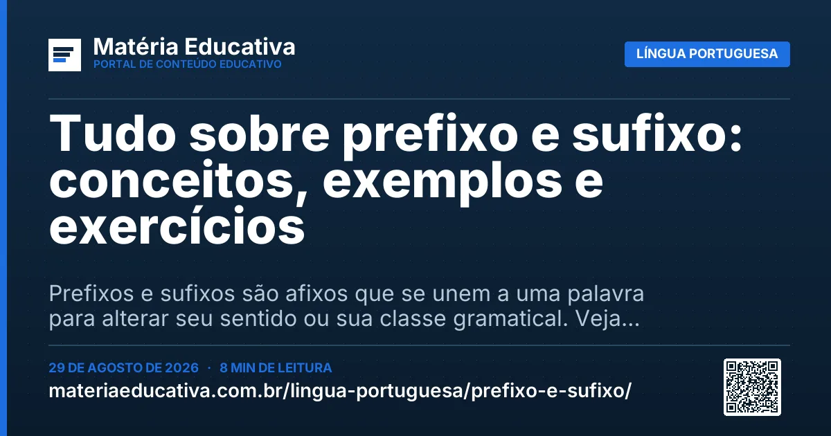 Resumo visual: Tudo sobre prefixo e sufixo: conceitos, exemplos e exercícios