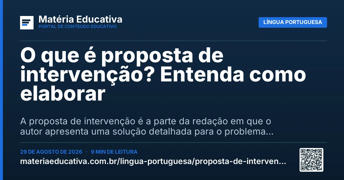 Resumo visual: O que é proposta de intervenção? Entenda como elaborar