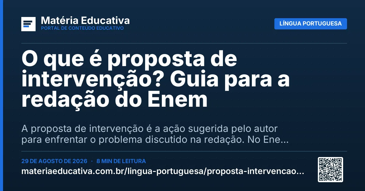 Resumo visual: O que é proposta de intervenção? Guia para a redação do Enem