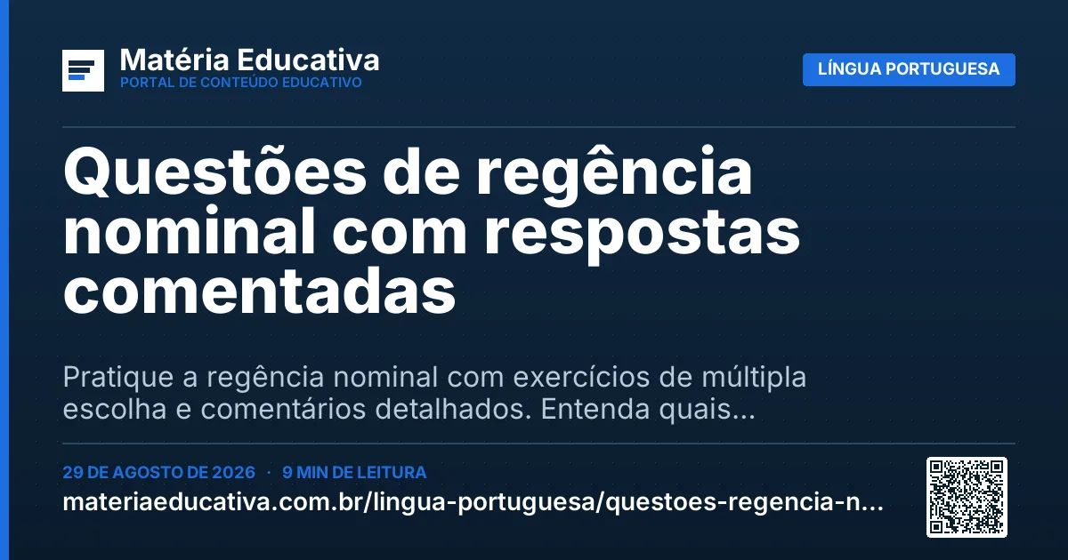 Resumo visual: Questões de regência nominal com respostas comentadas
