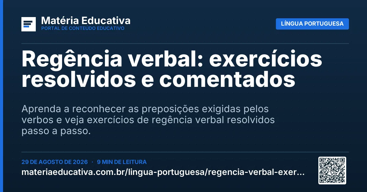 Resumo visual: Regência verbal: exercícios resolvidos e comentados