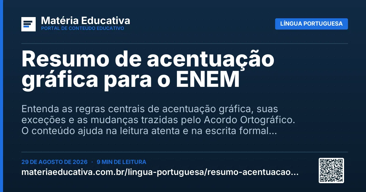 Resumo visual: Resumo de acentuação gráfica para o ENEM