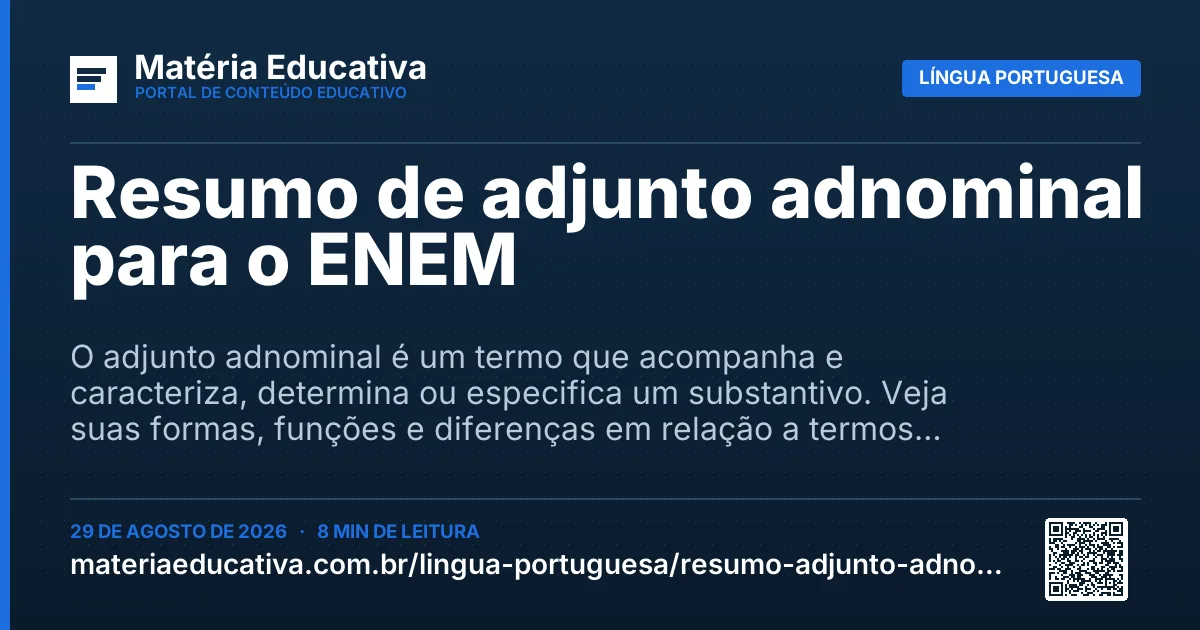 Resumo visual: Resumo de adjunto adnominal para o ENEM