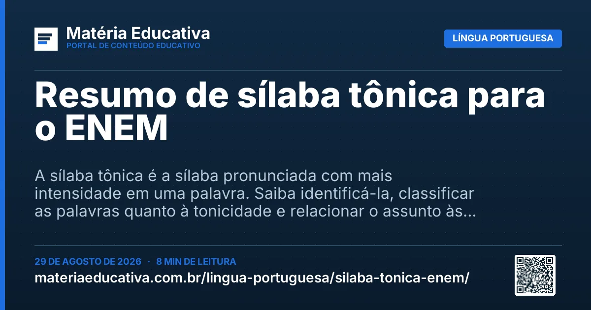 Resumo visual: Resumo de sílaba tônica para o ENEM