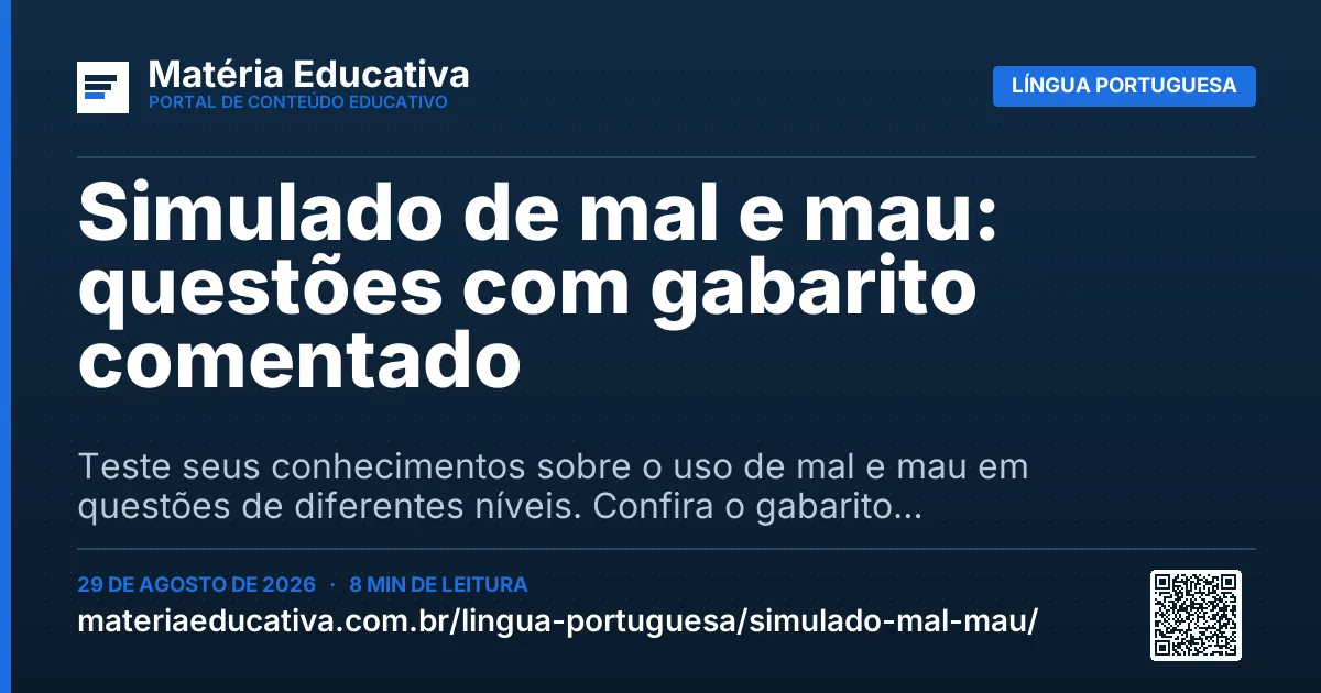 Resumo visual: Simulado de mal e mau: questões com gabarito comentado