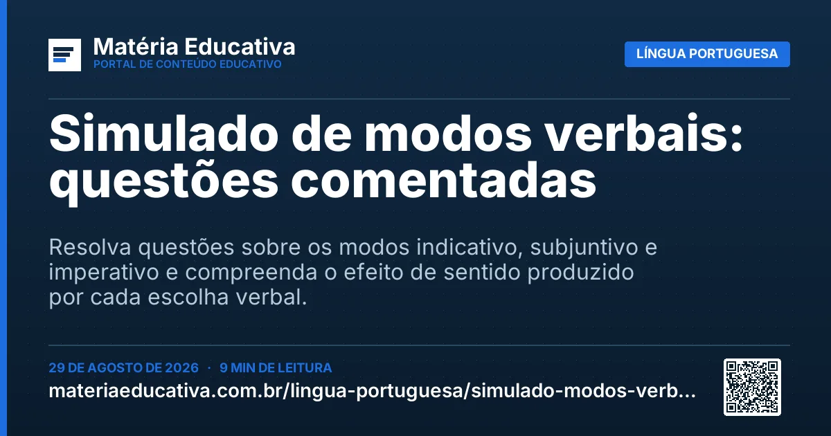 Resumo visual: Simulado de modos verbais: questões comentadas