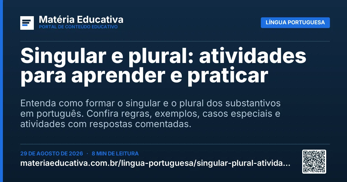 Resumo visual: Singular e plural: atividades para aprender e praticar