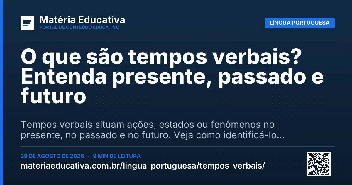Resumo visual: O que são tempos verbais? Entenda presente, passado e futuro