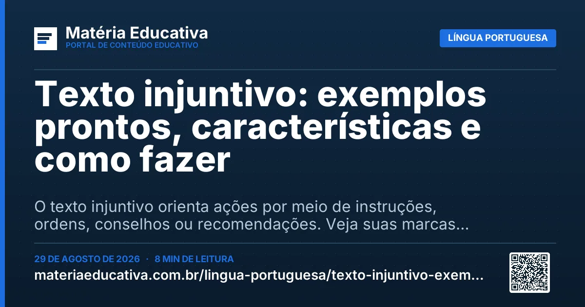 Resumo visual: Texto injuntivo: exemplos prontos, características e como fazer