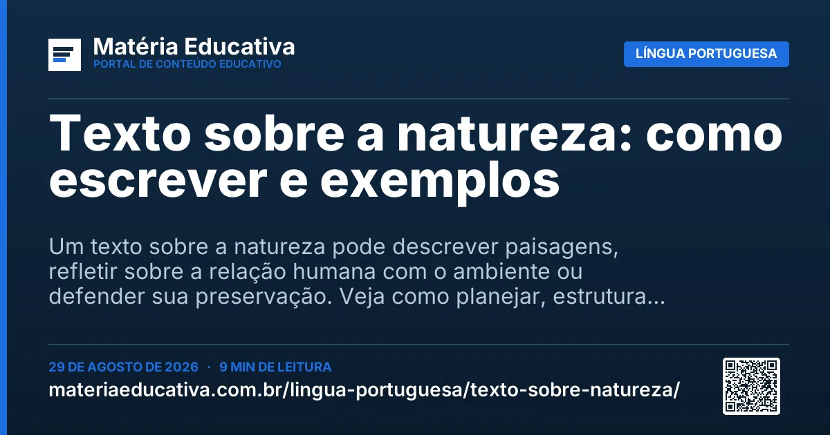 Resumo visual: Texto sobre a natureza: como escrever e exemplos
